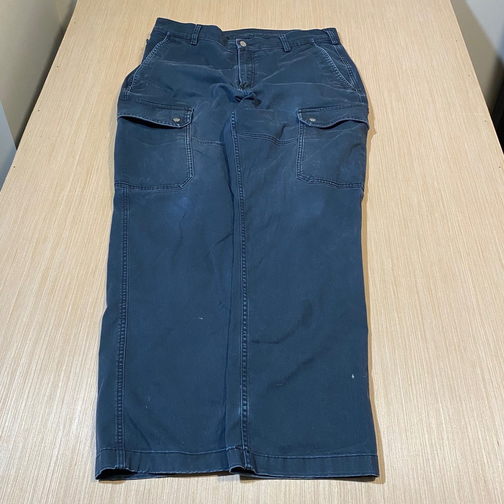 40 Grit by Duluth Trading Mens Navy Blue Cargo Work Pants Standard Fit 36x32